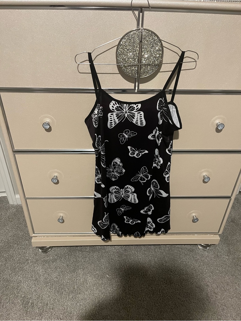 Free People Black & White Butterfly Slip